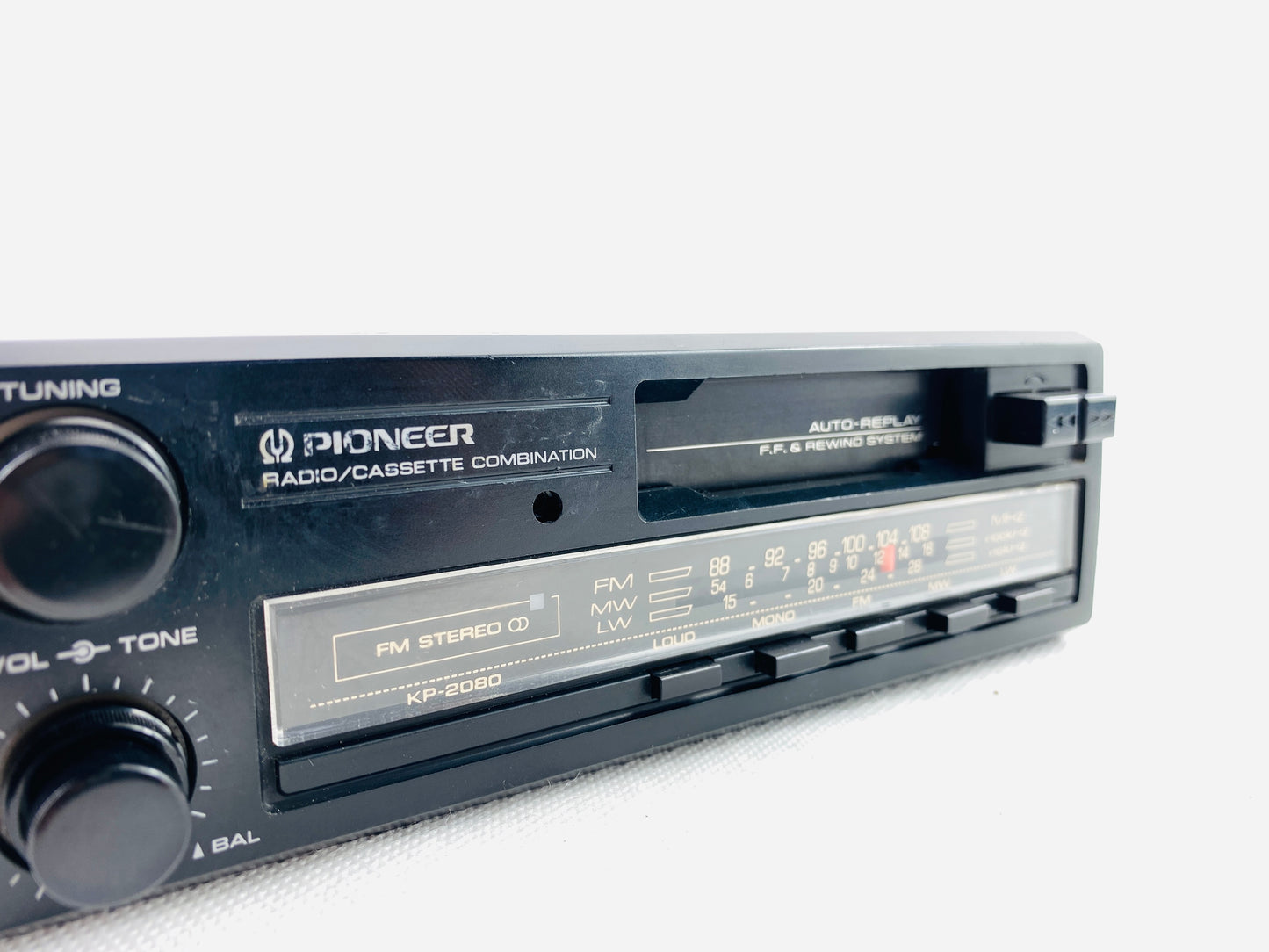 Pioneer KP-2080 vintage car radio cassette player upgraded with Bluetooth, 1 DIN size, serviced and tested