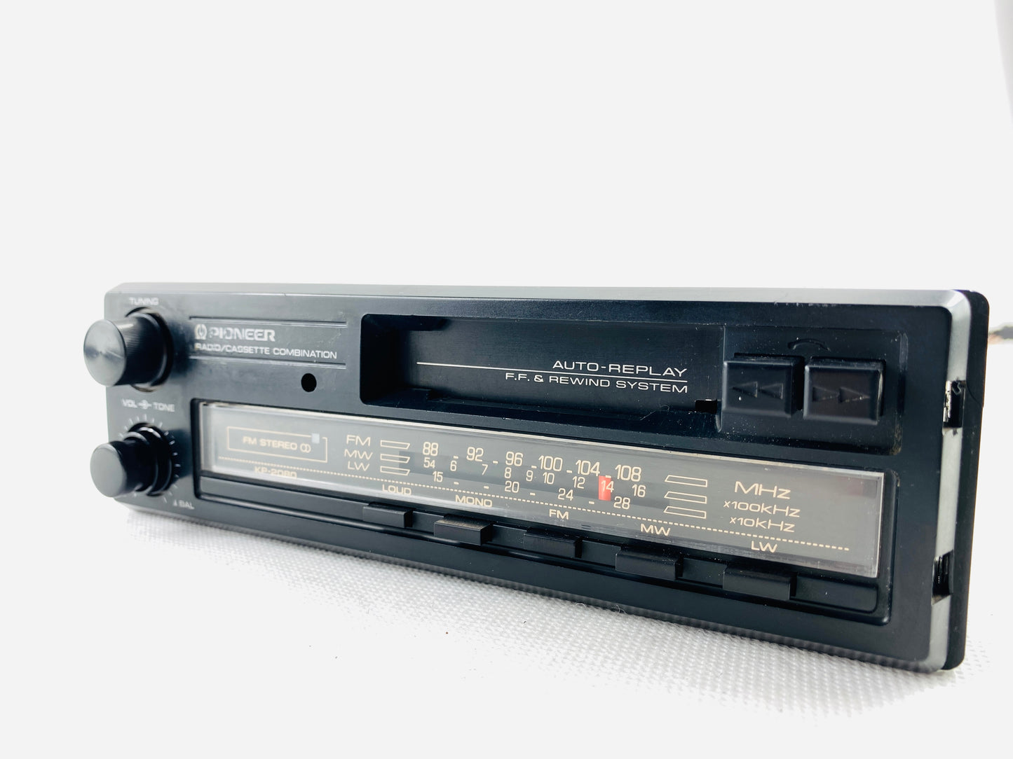 Pioneer KP-2080 vintage car radio cassette player upgraded with Bluetooth, 1 DIN size, serviced and tested