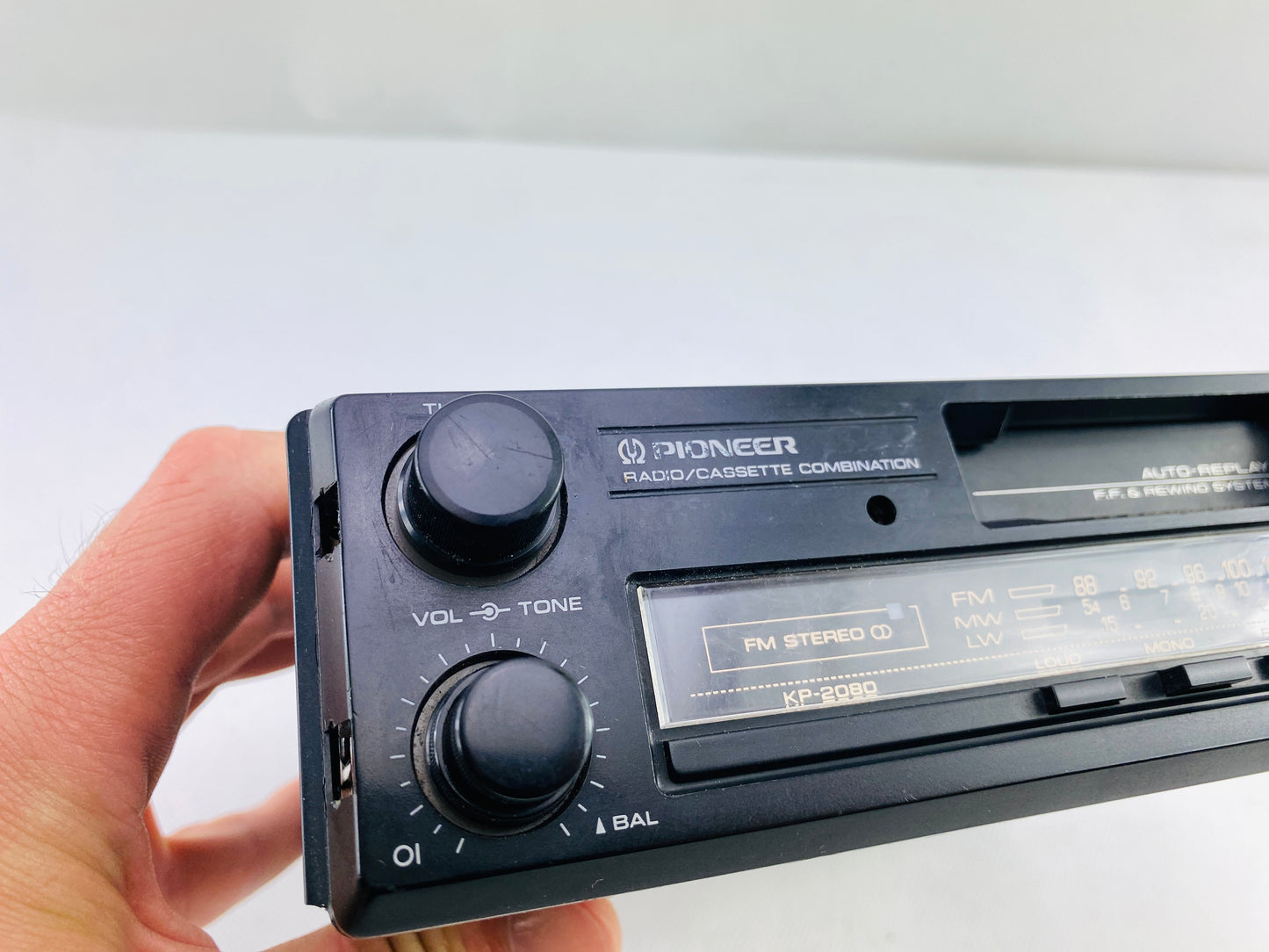 Pioneer KP-2080 vintage car radio cassette player upgraded with Bluetooth, 1 DIN size, serviced and tested