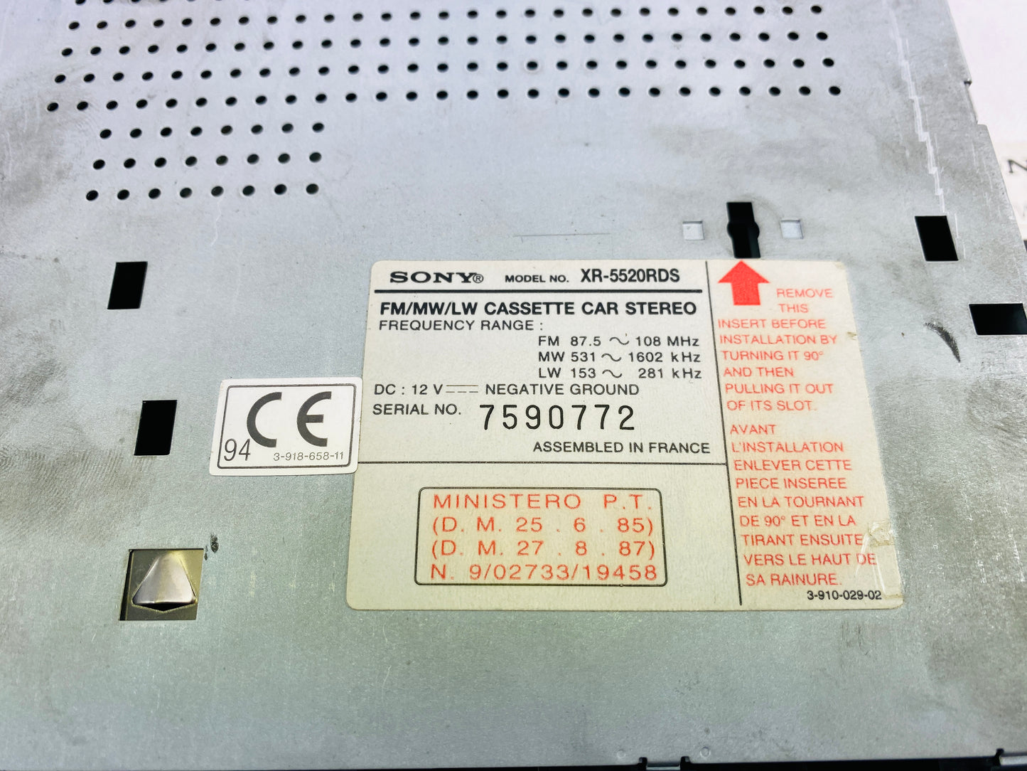 1990s Sony XR-5520RDS Car Cassette Radio Player