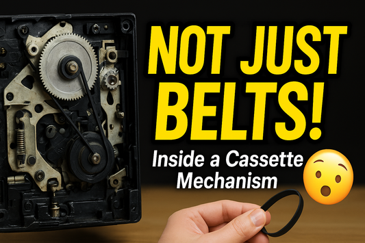 Vintage car radio cassette mechanism during restoration process