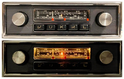 1960s Blaupunkt Essen FM car radio comparison with illumination off and backlight on