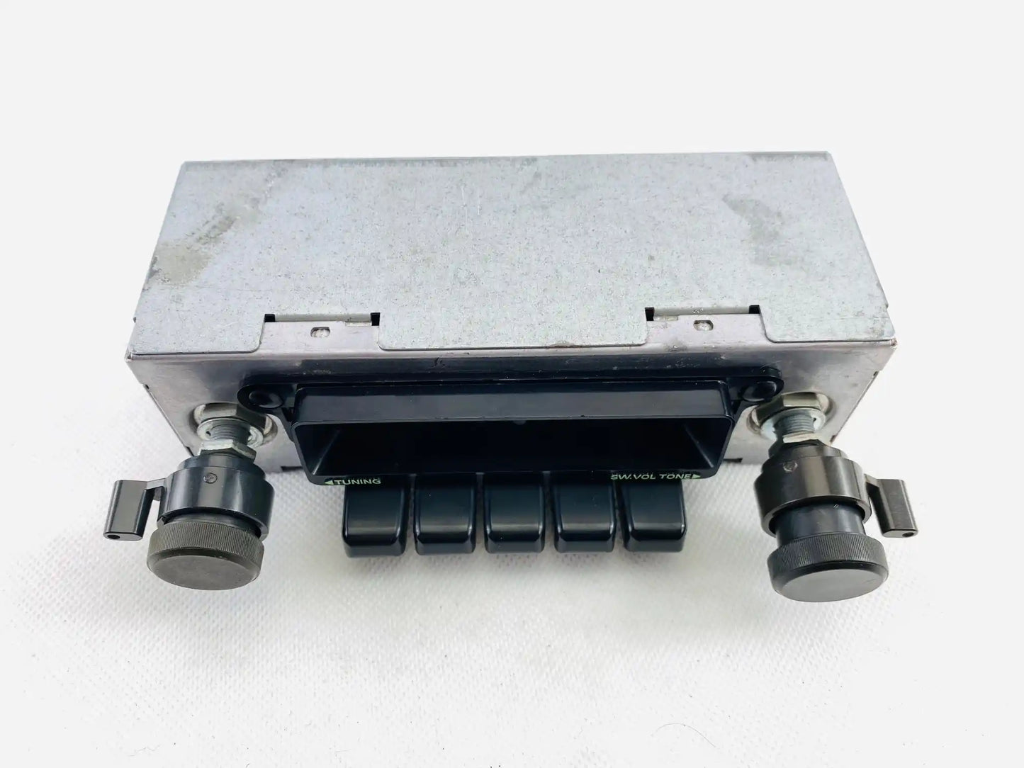 1970s Clarion solid state car radio metal top housing view before Bluetooth retrofit