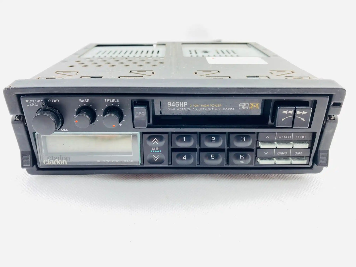 1980s Clarion 946HP car cassette radio player restored condition full frontal image