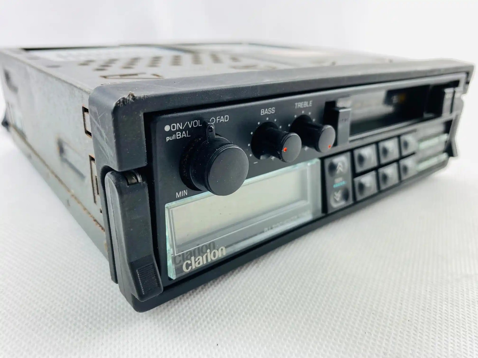 1980s Clarion 946HP car cassette radio player full front view with PLL synthesizer tuner