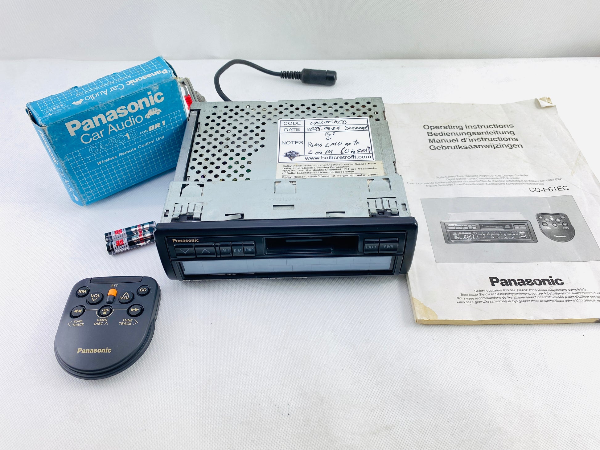 1989 Panasonic Technics CQ-F61EG Car Cassette Radio with Touchscreen and Bluetooth – Collector Condition