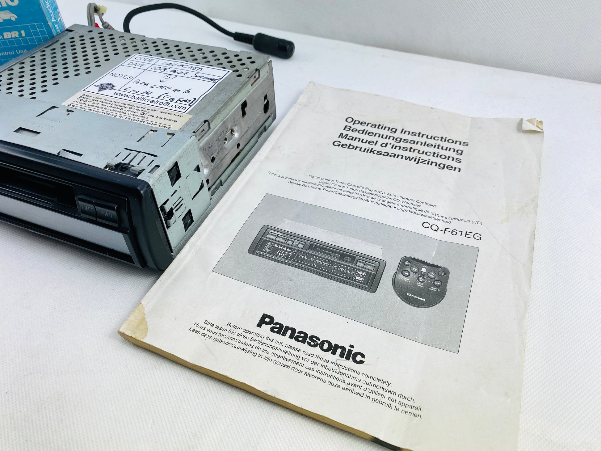 1989 Panasonic Technics CQ-F61EG Car Cassette Radio with Touchscreen and Bluetooth – Collector Condition
