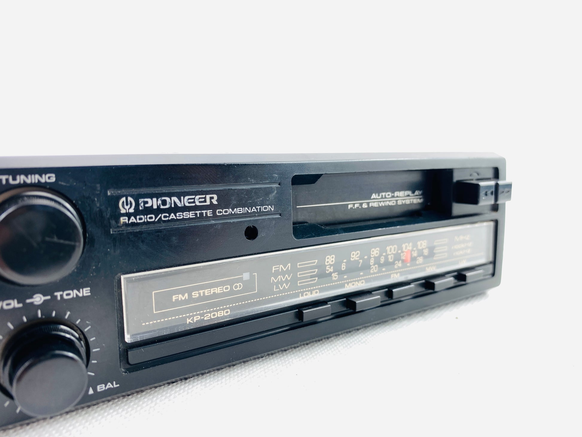 Pioneer KP-2080 vintage car radio cassette player upgraded with Bluetooth, 1 DIN size, serviced and tested