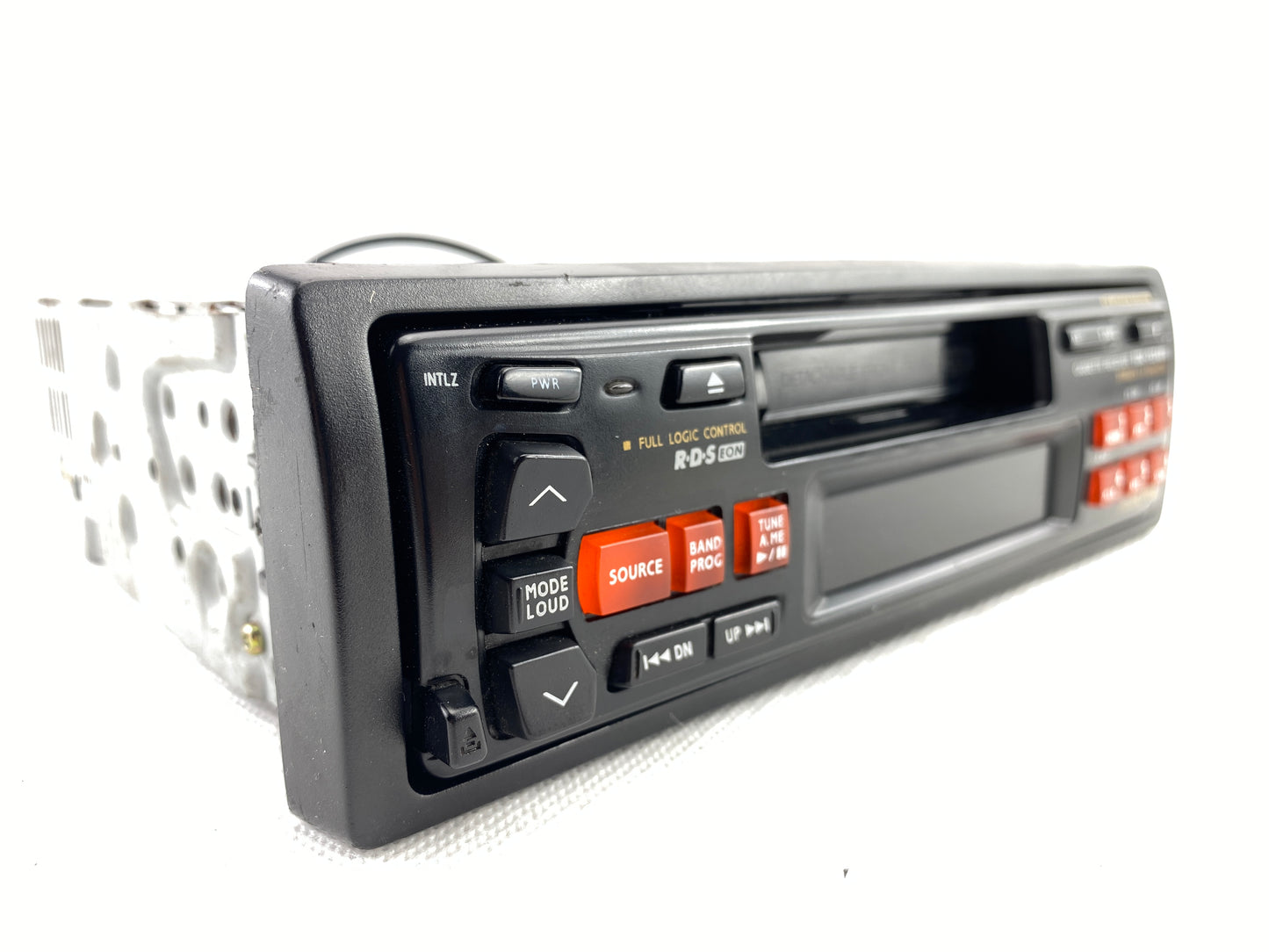 Alpine TDM-7554RM vintage cassette car radio front view with RCA outputs
