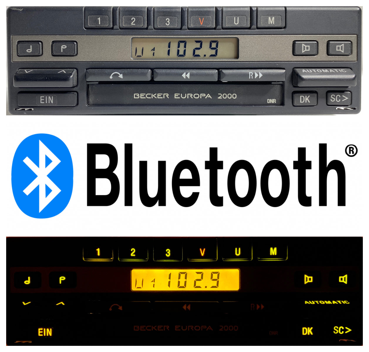 1980s Becker Europa 2000 Car Cassette Radio Player + Bluetooth 