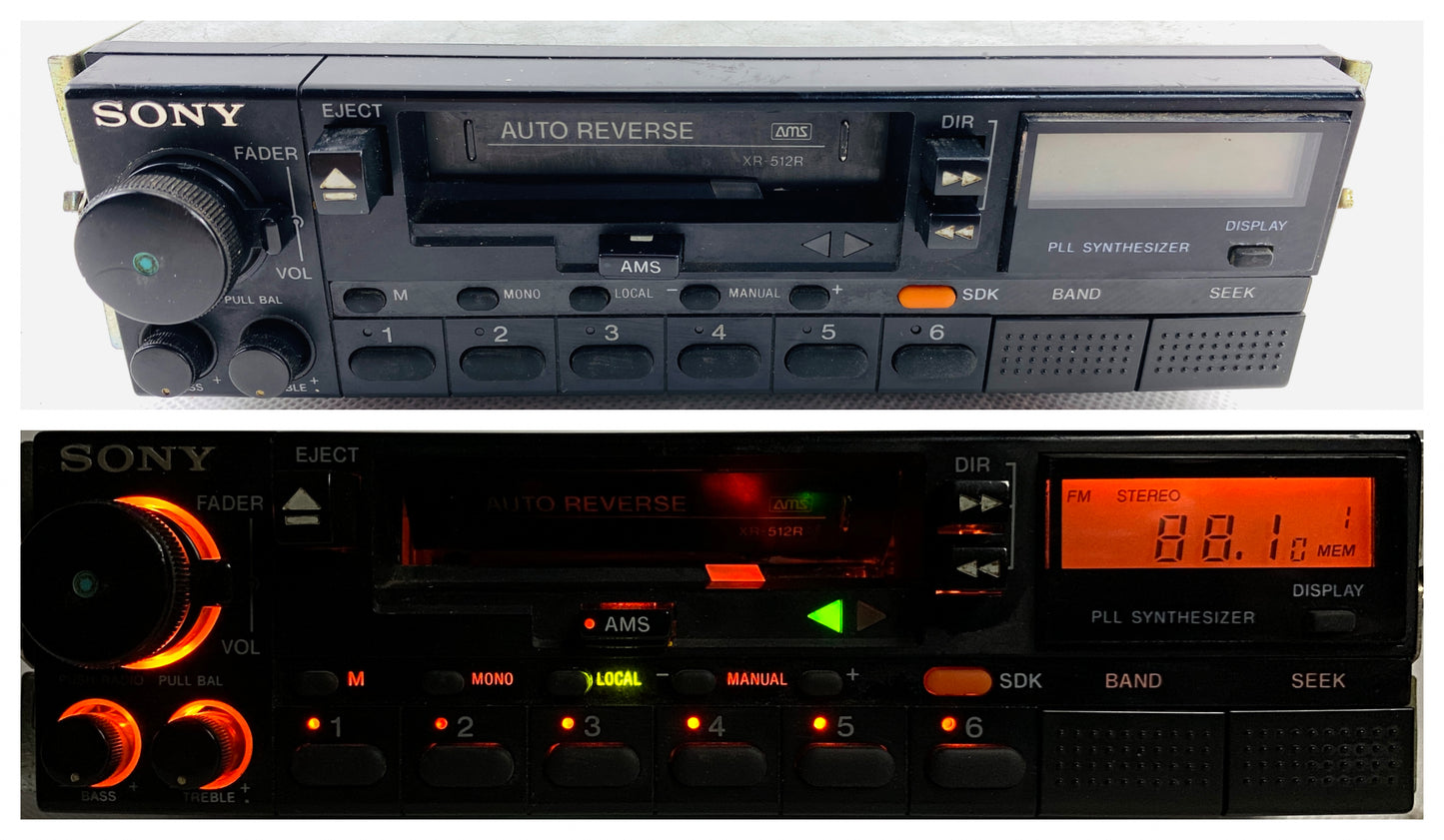 1980s Sony XR-512R Car Cassette FM Radio Player
