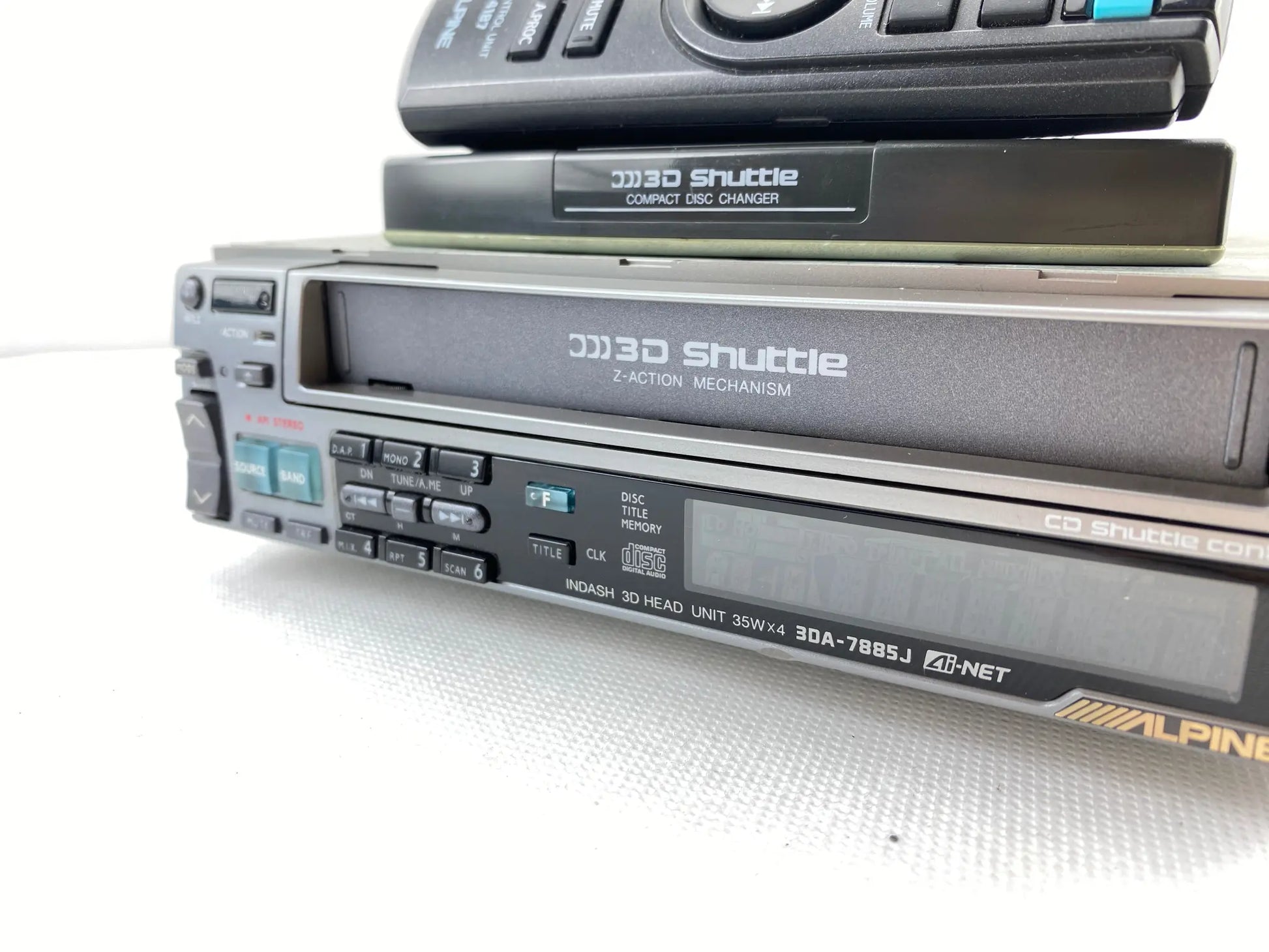 Alpine 3DA-7885J 3D Shuttle head unit front angled view