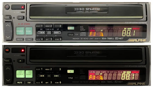 Alpine 3DA-7885J display illumination comparison powered on and off