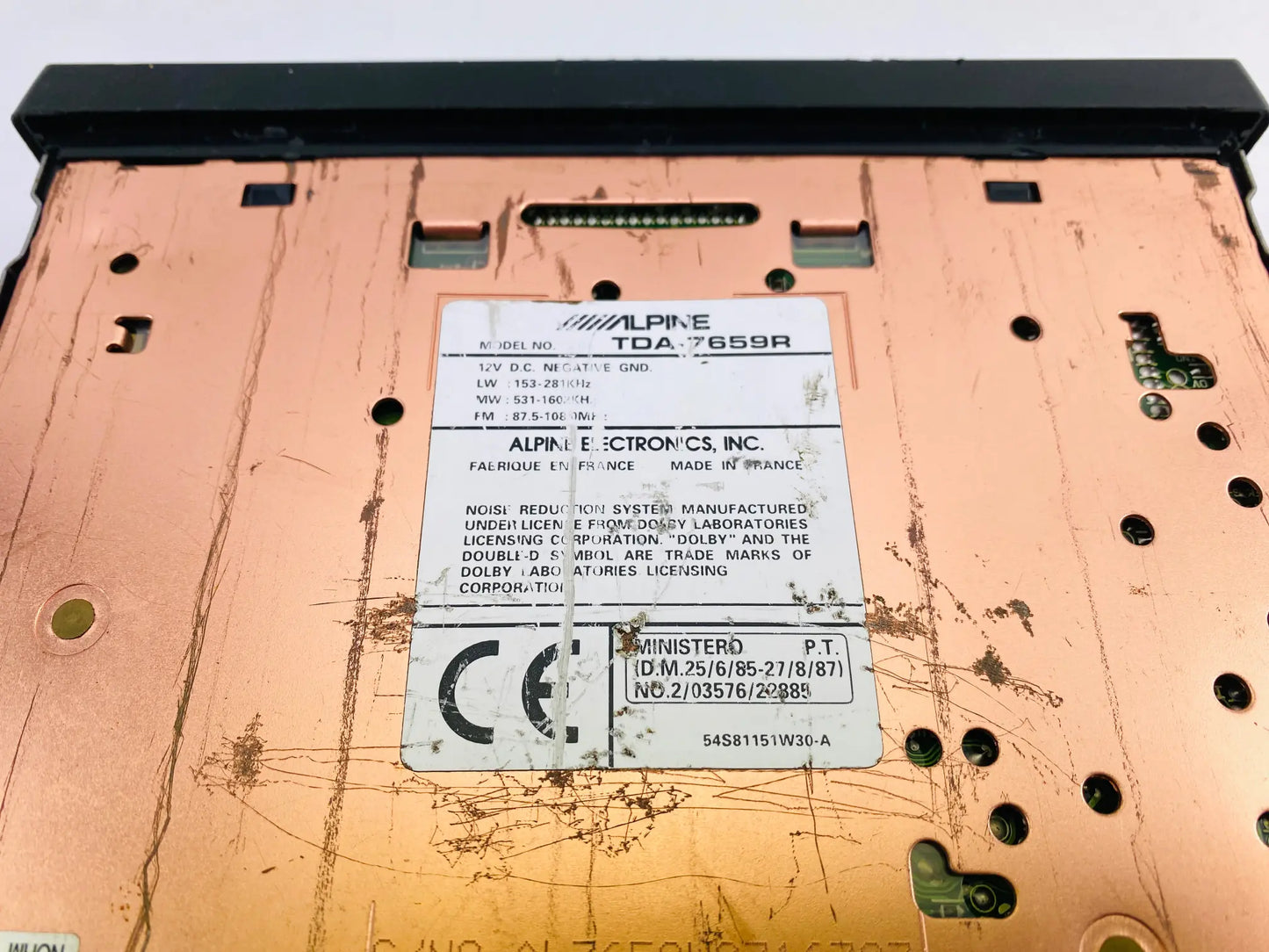 Alpine TDA-7659R bottom label Made in France copper chassis