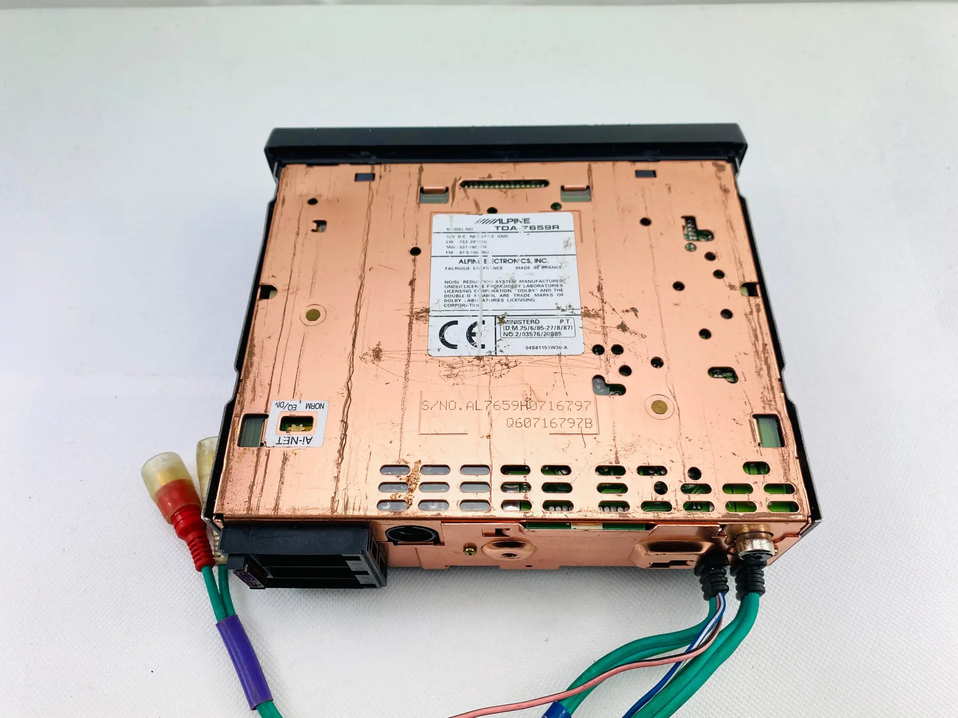 Alpine TDA-7659R copper plated chassis underside condition