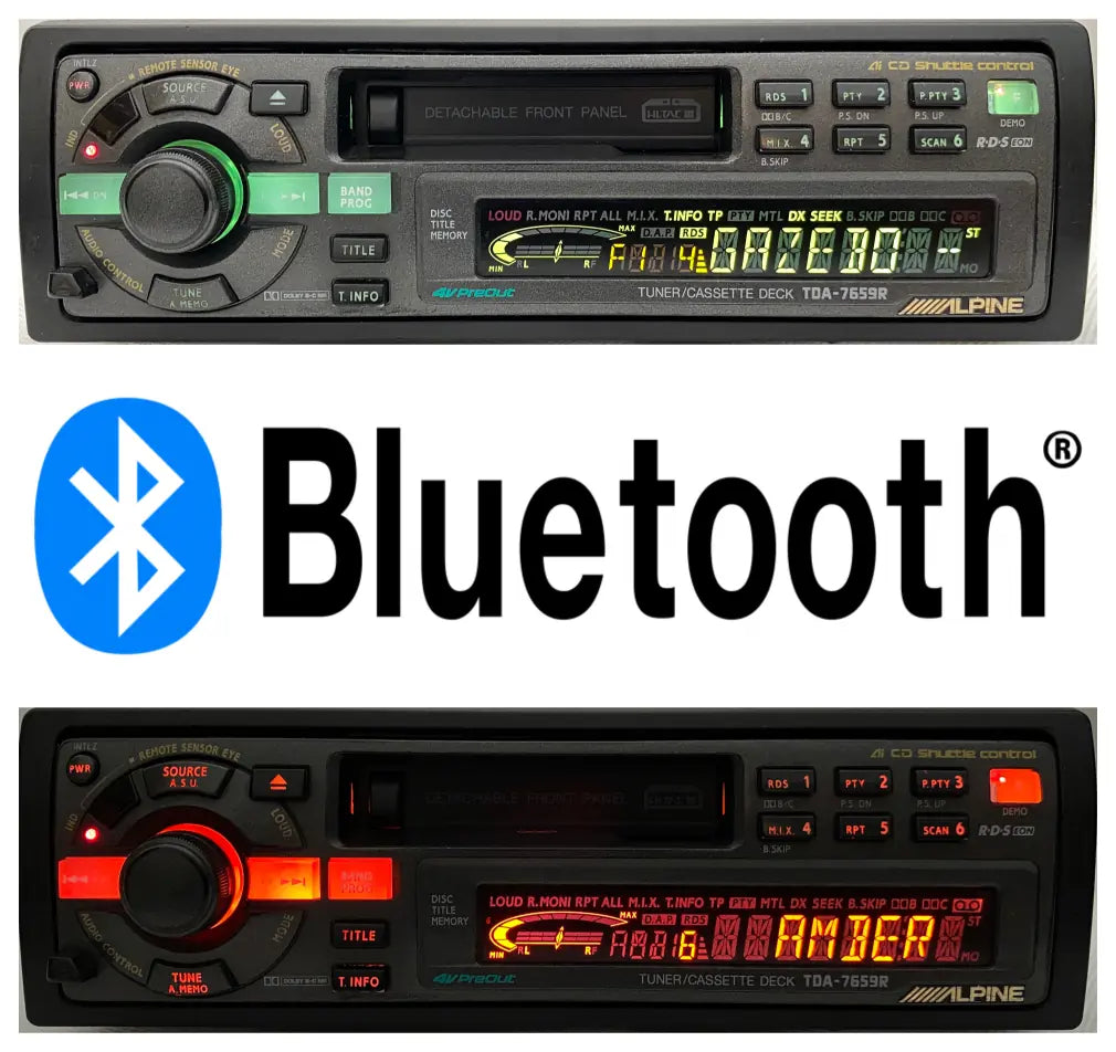 Alpine TDA-7659R green backlight display active with bluetooth retrofit