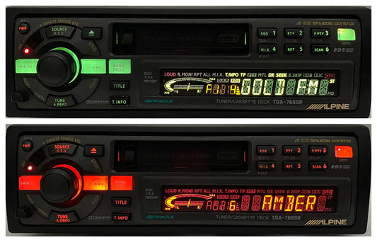 Alpine TDA-7659R red and green backlight display active