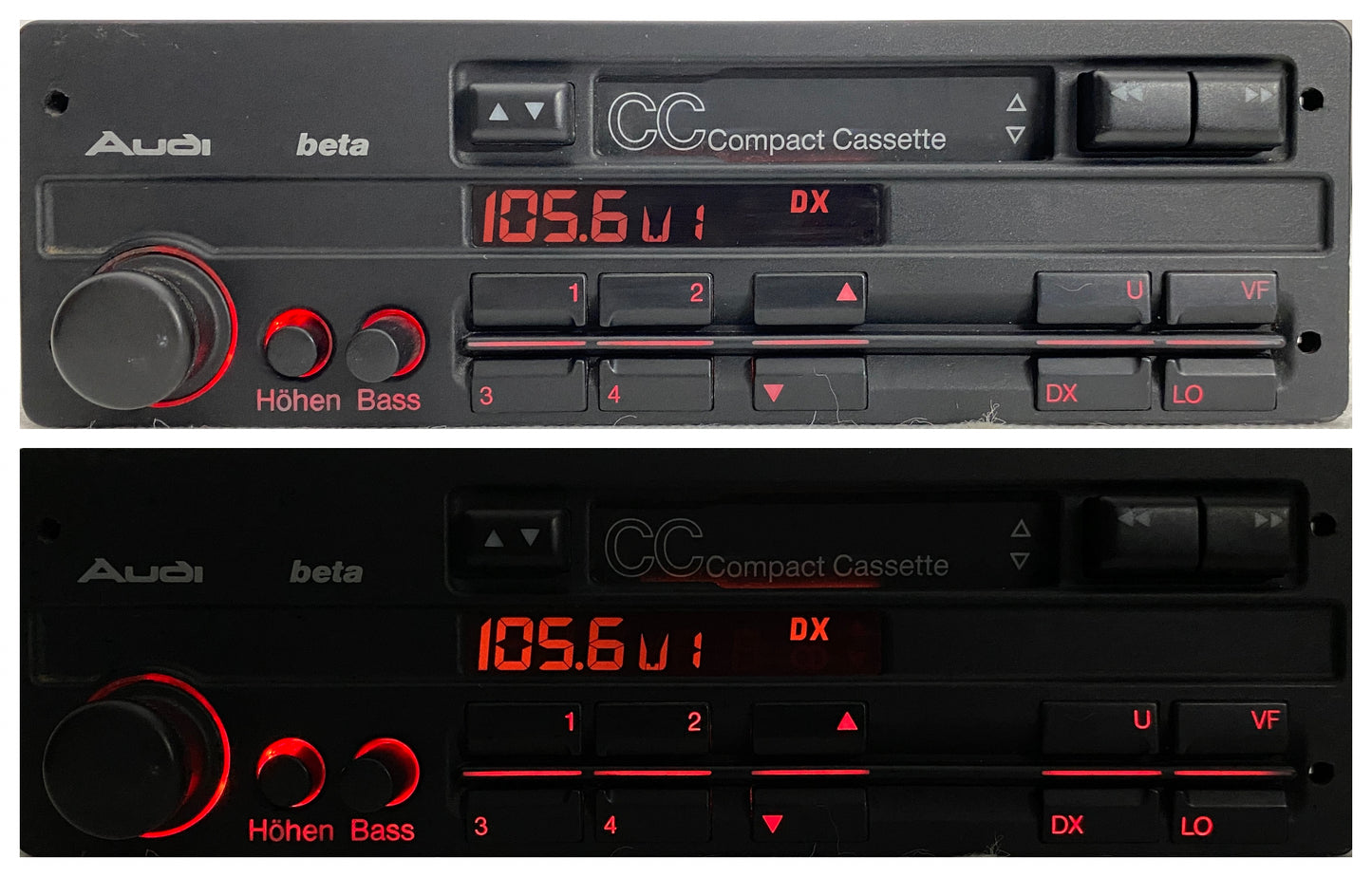 Vintage 1990s Audi Beta cassette radio, serviced and tested, OEM car stereo