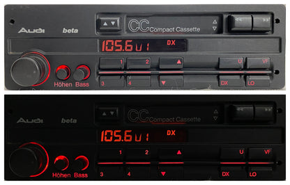 Vintage 1990s Audi Beta cassette radio, serviced and tested, OEM car stereo