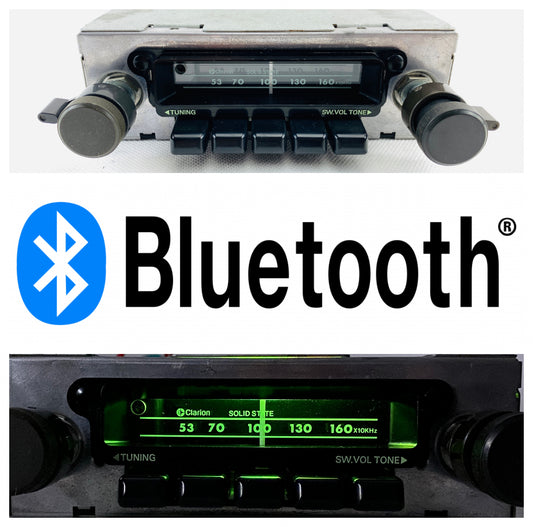 1970s Clarion car radio upgraded with Bluetooth for Nissan, Datsun, and Suzuki. Model: RS-1006I / Part Number: 0029216
