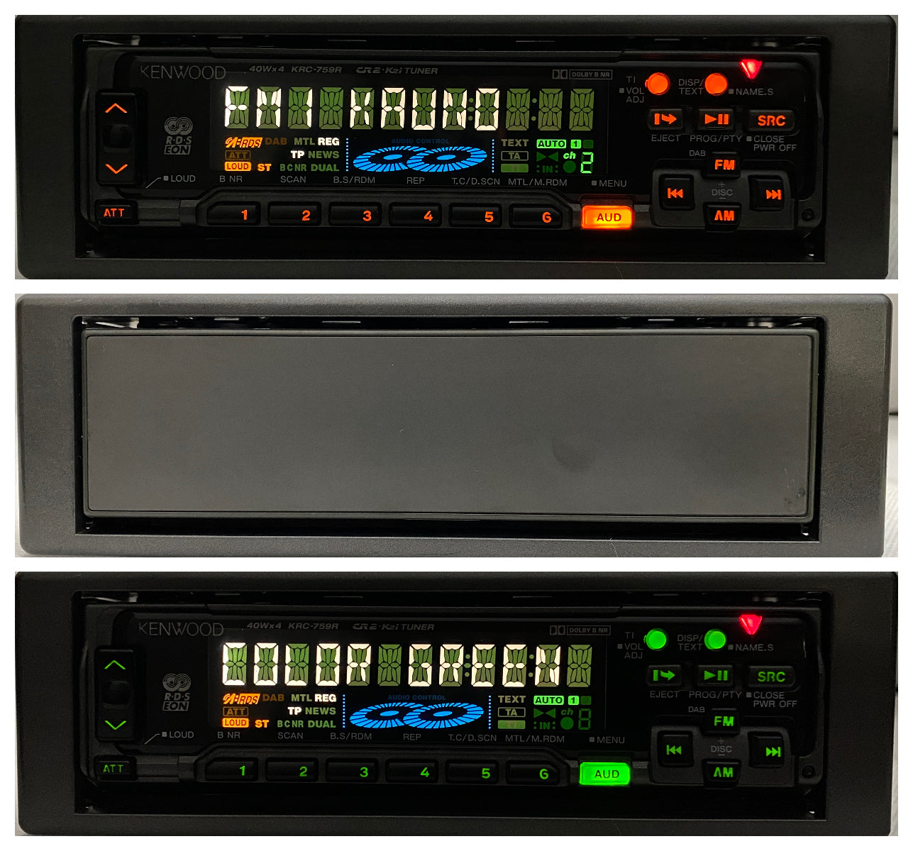 1990s Kenwood KRC-759R "Mask" Car Cassette Radio Player