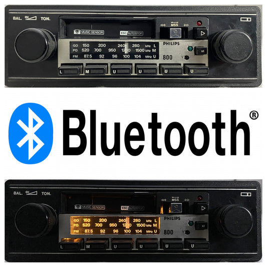 Philips 800 vintage car cassette radio 22AC800/00 restored with invisible Bluetooth upgrade
