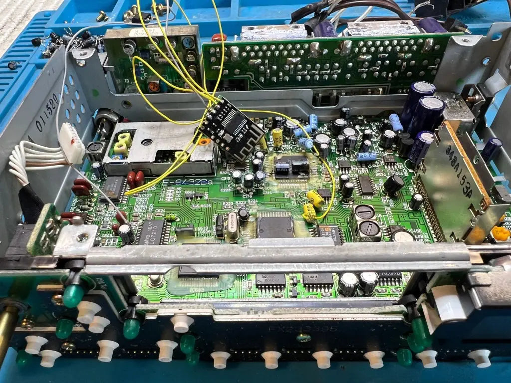 Bluetooth module installed inside genuine Toyota Land Cruiser 60 Series factory radio